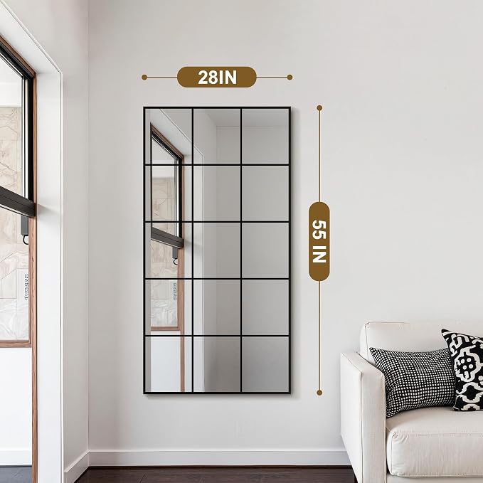 Window Mirrors for Wall Decor, Large Wall Mirrors Decorative Window Pane 28 x 55 - Image 2