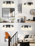 DORESshop 20 Inch Bathroom Light Fixtures, 3-Light Black Bathroom Lighting - Image 5