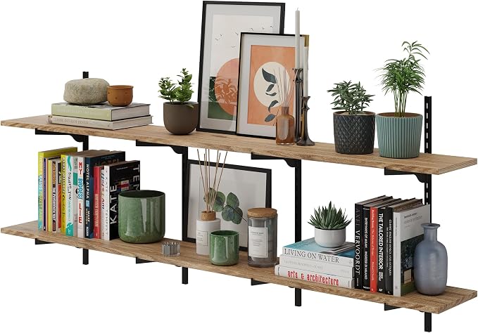 Wallniture Turin 60 Inch Long Adjustable Wall Shelf, Hanging Shelves by Wallniture