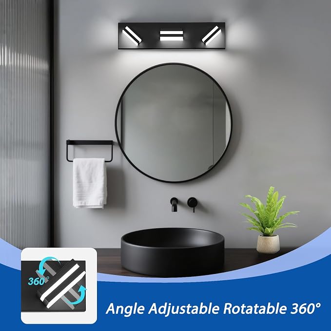 IZORRO LED Modern Bathroom Lights Fixtures, Matte Black Acrylic Wall Lighting - Image 2