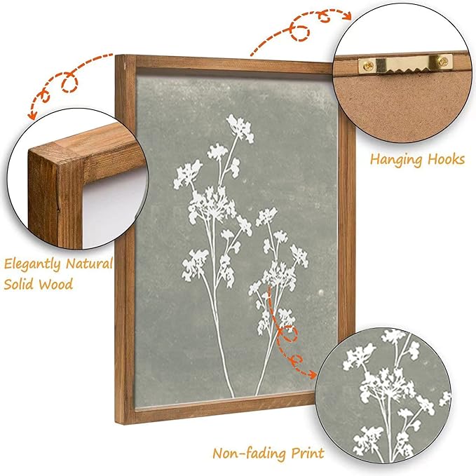 Framed Boho Wall Art Set of 4 for Wooded Minimalist Botanical Print Wall Art - Image 6