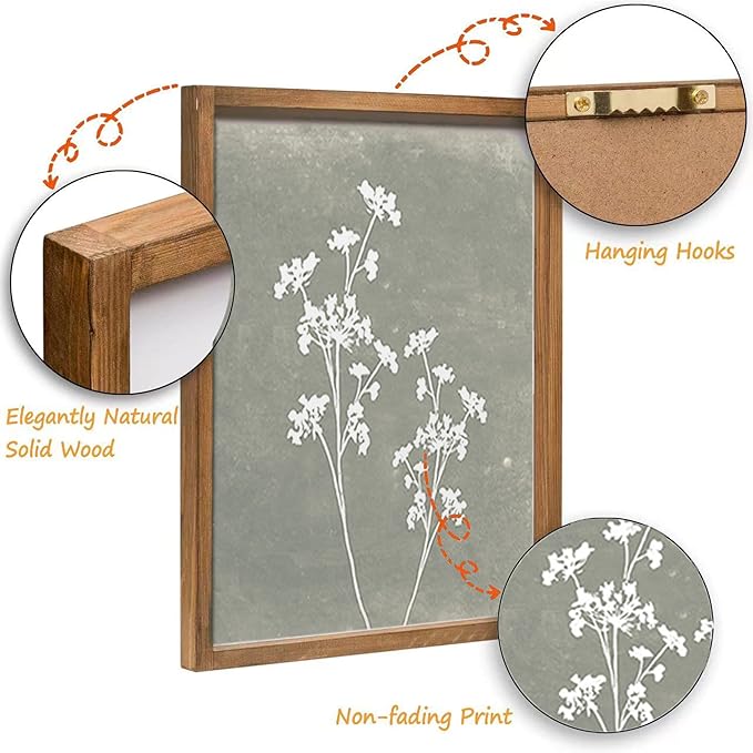 Framed Boho Wall Art Set of 4 for Wooded Minimalist Botanical Print Wall Art - Image 5