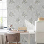 Ismoon Floral Peel and Stick Wallpaper Vintage White and Grey Contact Paper - Image 9