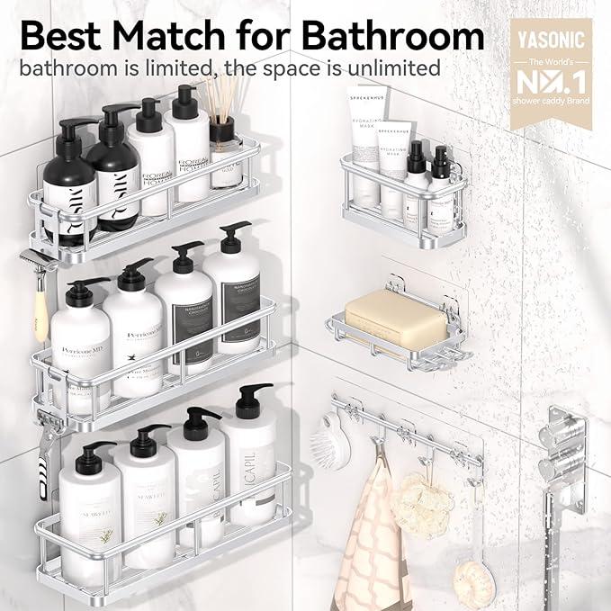YASONIC Shower Caddy, 6 Pack Large Capacity Bath Organizer - Image 2