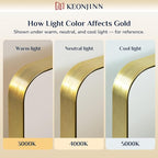 Keonjinn Gold Bathroom Mirror for Over Sink, Large Rounded Rectangle Gold - Image 3