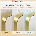 Keonjinn Gold Bathroom Mirrors for Over Sink, 22” x 30” Rounded Rectangle - Image 4