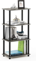 Furinno Turn-N-Tube No Tool 4-Tier Storage Shelf, French Oak Grey/Black by Furinno-FitsYourSpaceFitsYourBudget