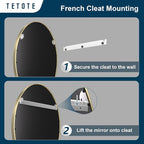 TETOTE Gold Oval Bathroom Mirror, 24 x 36 Brushed Brass Framed Wall Mounted - Image 4