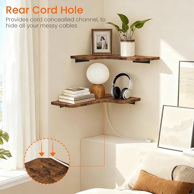 Homode Corner Floating Shelves, Corner Shelves Wall Mounted - Image 4