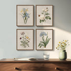 Framed Botanical Wall Art for Bathroom, 4 Piece Vintage Floral Canvas Painting - Image 3