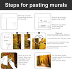 -Autumn Gold Forest Jungle Tree Fabric Wallpaper Living Room Bedroom Bathroom - Image 5