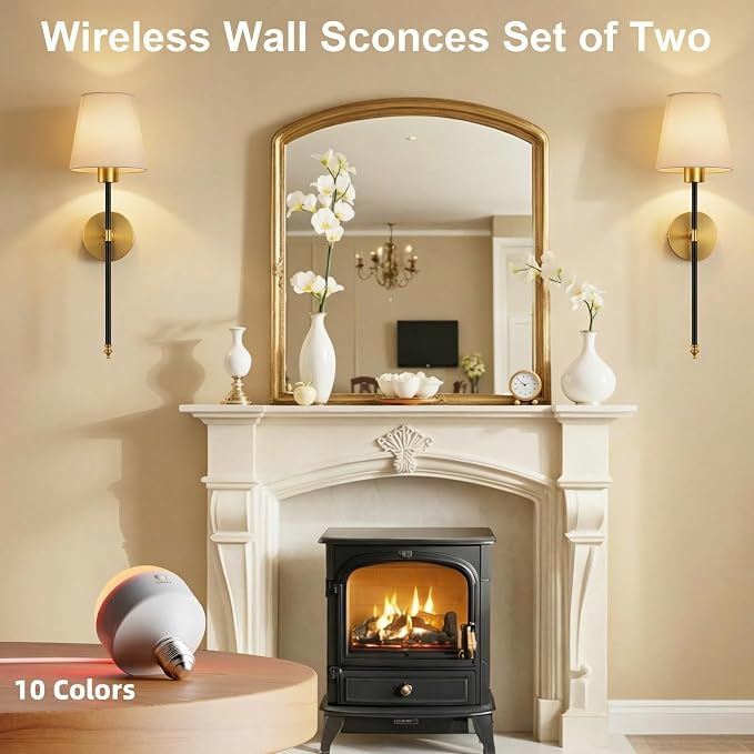 IRONPAX Wall Sconces Battery Operated Set of 2, Wireless Rechargeable Wall - Image 8