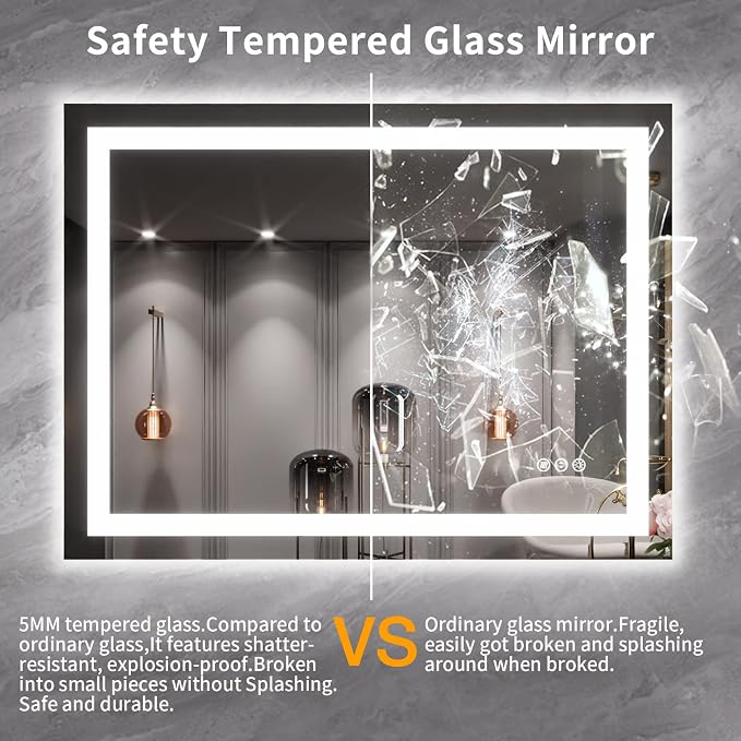 LOAAO 40X30 LED Bathroom Mirror - Image 8