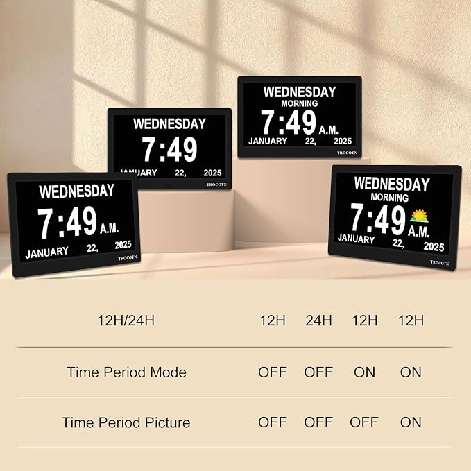 TROCOTN Dementia Clocks, Large Display Calendar Alarm Clock - Image 8