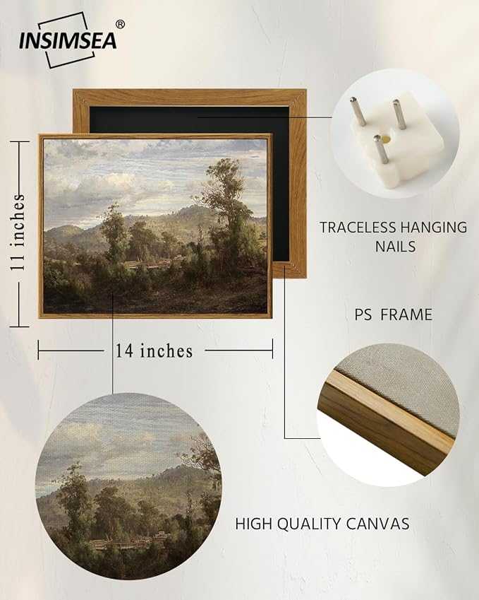 InSimSea Framed Canvas Wall Art Vintage Decor, Home Decor Retro Landscape Oil - Image 4