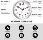 Rohioue Wall Clock Modern 8 Inch Battery Operated Silent Non Ticking Small - Image 3