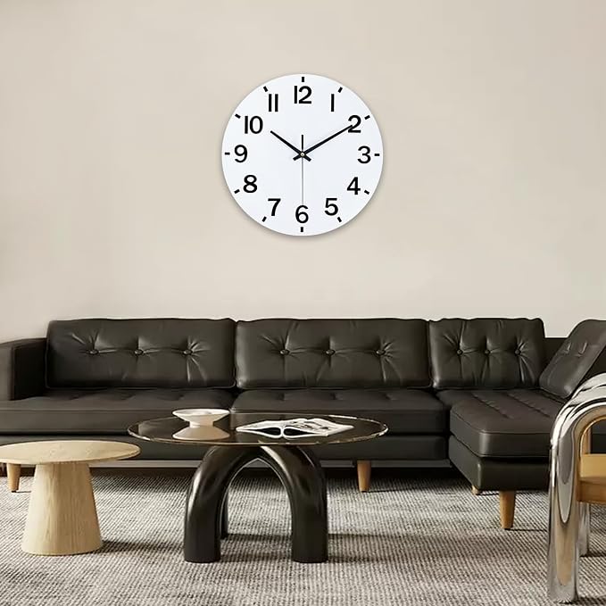 HZDHCLH Wall Clock 8 Inch Silent Non Ticking Wood Battery Operated White Wooden - Image 9