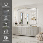 LED Bathroom Mirror with Lights, 48x36 Inch Brushed Silver Framed Lighted - Image 2