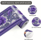 Purple Floral Wallpaper Border 196x4 Inch Peel and Stick Wall Border Self - Image 9
