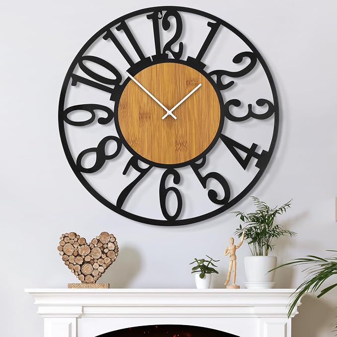 Large Wall Clock for Living Room Decor, 32 Inch Non Ticking Silent, Battery by ArtfulClocksBeautifulMoments