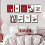 LOARTVE 9Pcs Trendy Red Leopard Wall Art Prints Funky Lucky 8 Ball Posters - Image 4