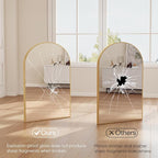 DUMOS Gold Metal Arch Vanity Rounded Rectangle Bathroom Mirrors - Image 6