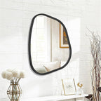 Black Asymmetrical Wall Mirror Large 20"x16" Irregular Oval Mirror Modern Wood - Image 2