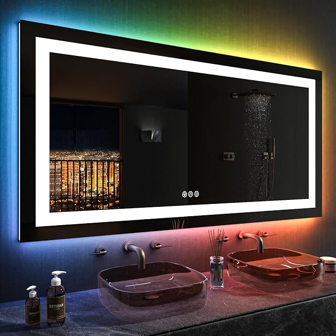 LOAAO 55X30 Inch RGB LED Bathroom Mirror - Image 2