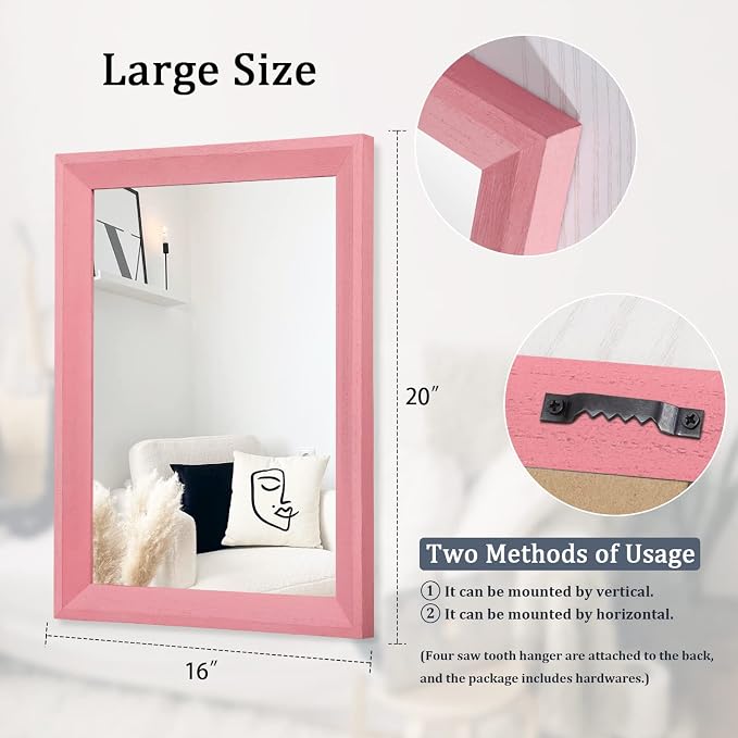 AAZZKANG Rectangle Mirror with Wood Frame Modern Farmhouse Wall Mirrors Decor - Image 2