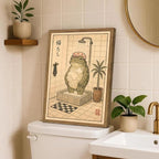 Funny Japanese Frog Bathroom Wall Art Whimsical Frog Shower Wall Decor 12x16 - Image 2