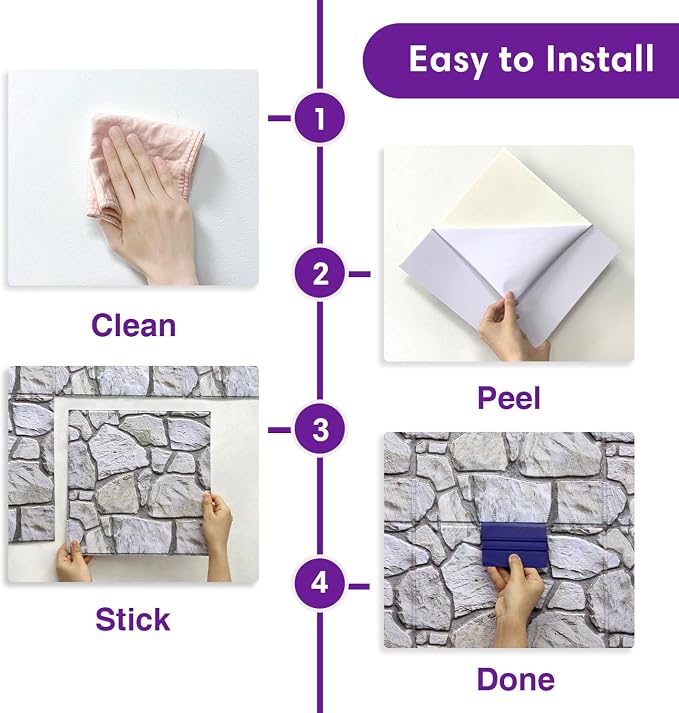 3D Faux Stone Wall Panels Peel and Stick, Stone-Look Textured Wall Sticker - Image 6