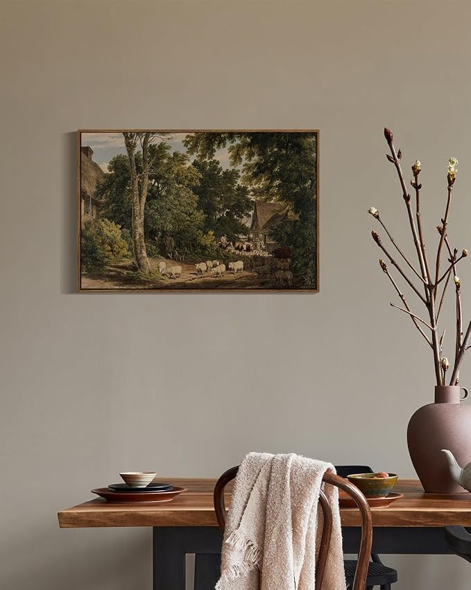 InSimSea Framed Canvas Wall Art Vintage Decor, Room Decor Classical Countryside - Image 2