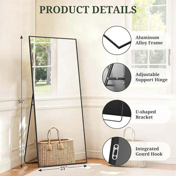 Mirror Full Length 56"x21" Full Body Floor Mirror - Image 4