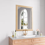 Amorho Bathroom Mirror, 28 X36 Inch Wall Mirror, Oak Wood Grain Metal Framed by Amorho