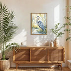 Framed Blue Heron Wall Art, Watercolor Sea Bird Pictures Wall Decor, Coastal - Image 3
