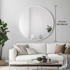 Oruii White Round Mirror, Circle Wall Mirrors Metal Frame, Circular Mirrors - Image 3