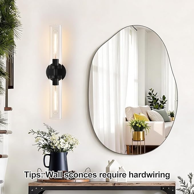 Indoi Matte Black Wall Sconces, Hardwired Bathroom Sconces Wall Lighting - Image 5