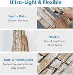 COMSTICKC 3D Peel and Stick Faux Stone Wall Sticker, Ultra-Light Thin PVC Rock - Image 4