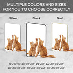 Wall Mount Mirror for Bathroom, Brushed Gold Metal Framed Rounded Corner - Image 5