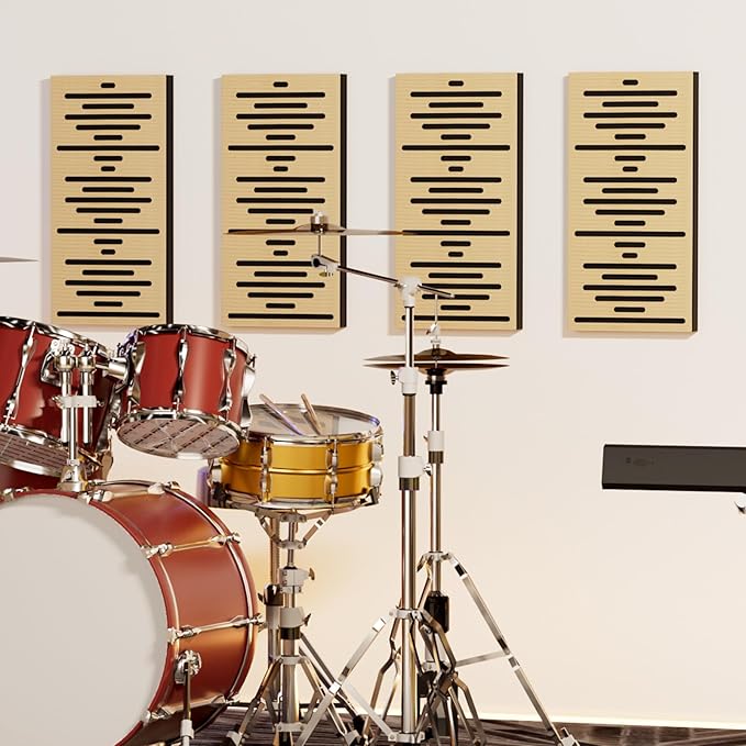 TONOR 4-Pack Acoustic Wood Wall Panels, 23.6” * 11.8” * 1.9” 3D Self-adhesive - Image 7