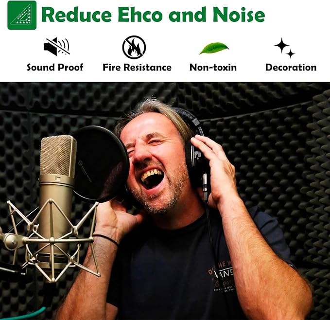 12 Pack 1.5"X12"X12" Acoustic Foam, Self Adhesive Sound Proof Egg Crate Foam - Image 3