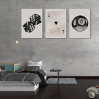 BOKPEN 3Pcs Black and White Poker Dice Canvas Wall Art Funky Retro Y2K Trendy - Image 7