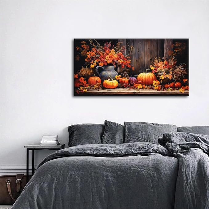 Orange Pumpkin Canvas Wall Art Kitchen Wall Decor Farmhouse Dining Room - Image 3