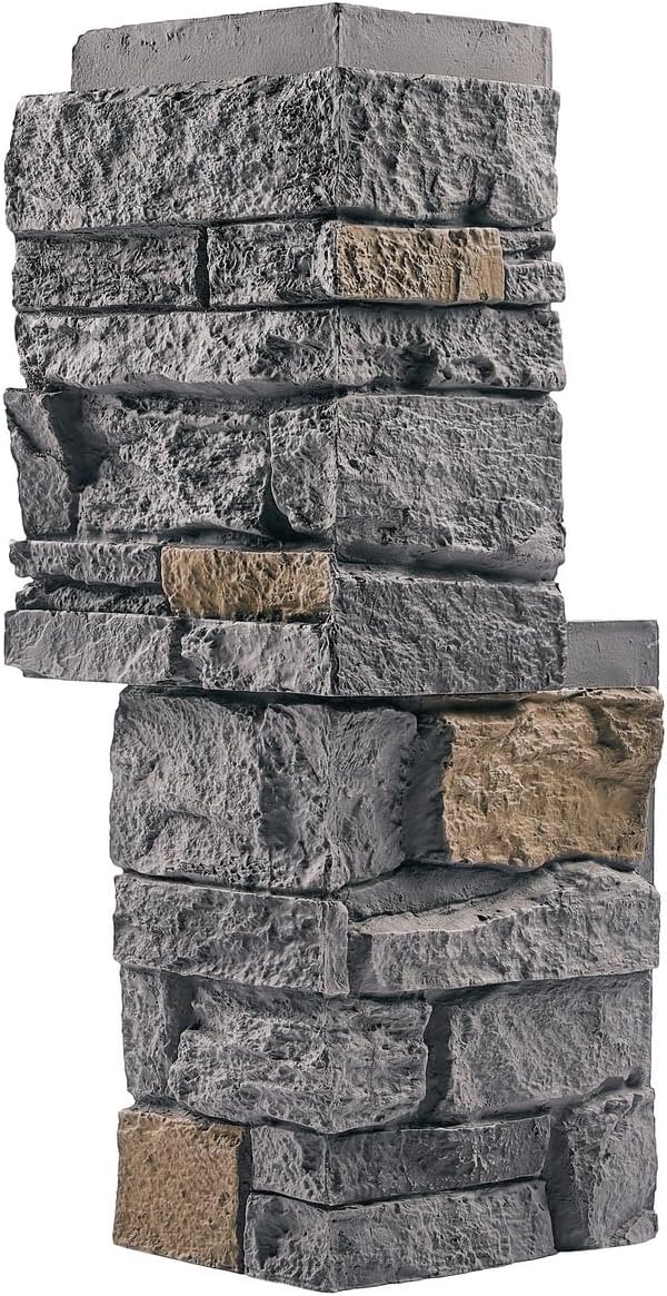Cedar Gray Faux Stone Outside Corner Panels 23.6" Combined Interlocking Height - Image 2