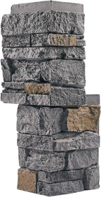 Cedar Gray Faux Stone Outside Corner Panels 23.6" Combined Interlocking Height - Image 2
