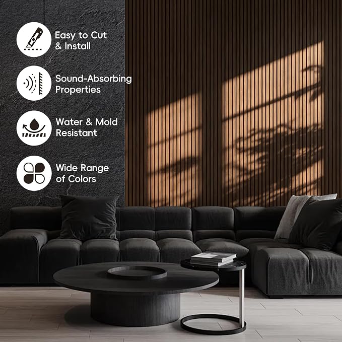 EVERECO 6 Pack Wood Slat Acoustic Wall Panels 92.5" × 7.87", 3D Sound Absorbing - Image 3