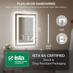 USHOWER LED Bathroom Mirror 20x28 Inch Tempered Glass - Image 7