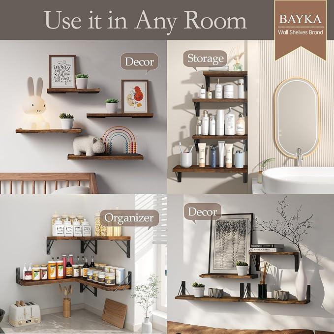 BAYKA Wall Shelves for Bathroom Decor, Floating Wall Shelves for Living Room - Image 3