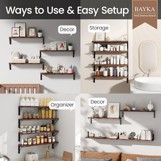 BAYKA Wall Shelves for Bedroom Decor, Floating Shelves for Wall, Display - Image 4