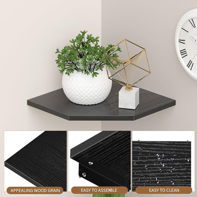 JJL Corner Wall Shelf, Easy-to-Assemble, Wall Mount Corner Shelves - Image 5